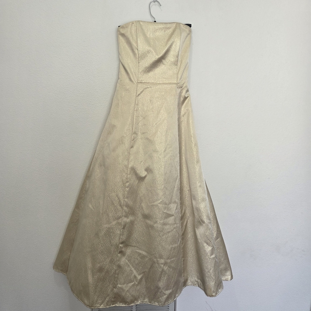 Jessica McClintock Strapless Shimmering Champagne Evening Gown Size 3/4 USA Made